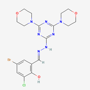 molecular formula C18H21BrClN7O3 B6121842 5-bromo-3-chloro-2-hydroxybenzaldehyde (4,6-di-4-morpholinyl-1,3,5-triazin-2-yl)hydrazone CAS No. 5546-06-5