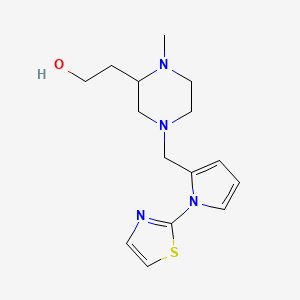 molecular formula C15H22N4OS B6121854 2-(1-methyl-4-{[1-(1,3-thiazol-2-yl)-1H-pyrrol-2-yl]methyl}-2-piperazinyl)ethanol 