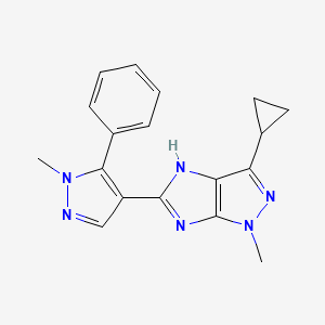 molecular formula C18H18N6 B6121856 3-cyclopropyl-1-methyl-5-(1-methyl-5-phenyl-1H-pyrazol-4-yl)-1,4-dihydroimidazo[4,5-c]pyrazole 