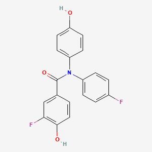molecular formula C19H13F2NO3 B612187 苯甲酰胺，3-氟-N-(4-氟苯基)-4-羟基-N-(4-羟基苯基)- CAS No. 938067-78-8