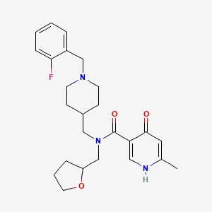 molecular formula C25H32FN3O3 B6121877 N-{[1-(2-fluorobenzyl)-4-piperidinyl]methyl}-6-methyl-4-oxo-N-(tetrahydro-2-furanylmethyl)-1,4-dihydro-3-pyridinecarboxamide 
