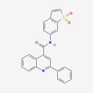 molecular formula C24H16N2O3S B612188 2-Phenyl-quinoline-4-carboxylic acid (1,1-dioxo-1H-1lambda6-benzo[b]thiophen-6-yl)-amide CAS No. 1430420-02-2