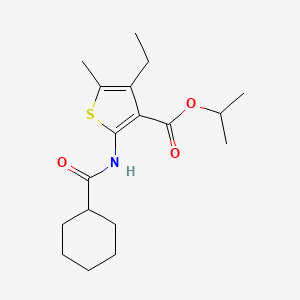 molecular formula C18H27NO3S B6121884 isopropyl 2-[(cyclohexylcarbonyl)amino]-4-ethyl-5-methyl-3-thiophenecarboxylate 