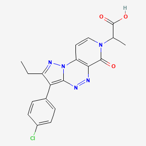 molecular formula C19H16ClN5O3 B6121954 2-[3-(4-chlorophenyl)-2-ethyl-6-oxopyrazolo[5,1-c]pyrido[4,3-e][1,2,4]triazin-7(6H)-yl]propanoic acid 