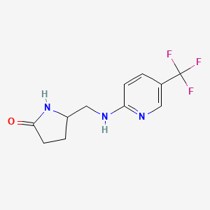 molecular formula C11H12F3N3O B6121967 5-({[5-(trifluoromethyl)-2-pyridinyl]amino}methyl)-2-pyrrolidinone trifluoroacetate 