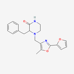 molecular formula C20H21N3O3 B6121973 3-benzyl-4-{[2-(2-furyl)-5-methyl-1,3-oxazol-4-yl]methyl}-2-piperazinone 