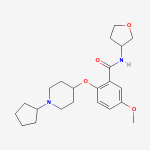 molecular formula C22H32N2O4 B6122032 2-[(1-cyclopentyl-4-piperidinyl)oxy]-5-methoxy-N-(tetrahydro-3-furanyl)benzamide 