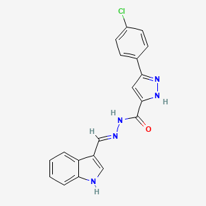 molecular formula C19H14ClN5O B6122044 3-(4-chlorophenyl)-N'-(1H-indol-3-ylmethylene)-1H-pyrazole-5-carbohydrazide 