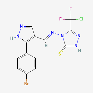 molecular formula C13H8BrClF2N6S B6122050 4-({[3-(4-bromophenyl)-1H-pyrazol-4-yl]methylene}amino)-5-[chloro(difluoro)methyl]-4H-1,2,4-triazole-3-thiol 