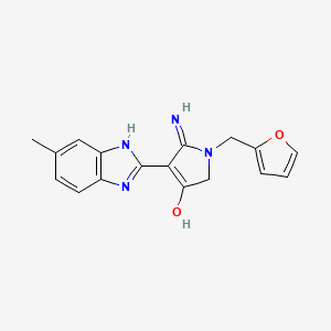 molecular formula C17H16N4O2 B6122058 5-amino-1-(2-furylmethyl)-4-(6-methyl-1H-benzimidazol-2-yl)-1,2-dihydro-3H-pyrrol-3-one 