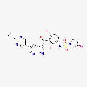 molecular formula C25H21F3N6O3S B612209 (R)-N-(3-(5-(2-cyclopropylpyrimidin-5-yl)-1H-pyrrolo[2,3-b]pyridine-3-carbonyl)-2,4-difluorophenyl)-3-fluoropyrrolidine-1-sulfonamide CAS No. 1393466-87-9
