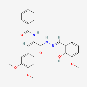 molecular formula C26H25N3O6 B6122115 N-(2-(3,4-dimethoxyphenyl)-1-{[2-(2-hydroxy-3-methoxybenzylidene)hydrazino]carbonyl}vinyl)benzamide 