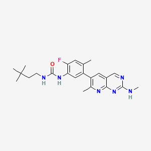 molecular formula C23H29FN6O B612214 1-(3,3-Dimethylbutyl)-3-[2-fluoro-4-methyl-5-[7-methyl-2-(methylamino)pyrido[2,3-d]pyrimidin-6-yl]phenyl]urea CAS No. 1454682-72-4