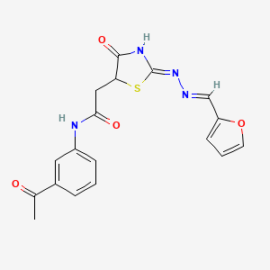 molecular formula C18H16N4O4S B6122147 N-(3-acetylphenyl)-2-{2-[(2-furylmethylene)hydrazono]-4-hydroxy-2,5-dihydro-1,3-thiazol-5-yl}acetamide 