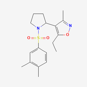 molecular formula C18H24N2O3S B6122155 4-{1-[(3,4-dimethylphenyl)sulfonyl]-2-pyrrolidinyl}-5-ethyl-3-methylisoxazole 