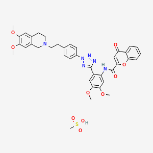 molecular formula C39H40N6O10S B612220 N-[2-[2-[4-[2-(6,7-dimethoxy-3,4-dihydro-1H-isoquinolin-2-yl)ethyl]phenyl]tetrazol-5-yl]-4,5-dimethoxyphenyl]-4-oxochromene-2-carboxamide;methanesulfonic acid CAS No. 849675-87-2