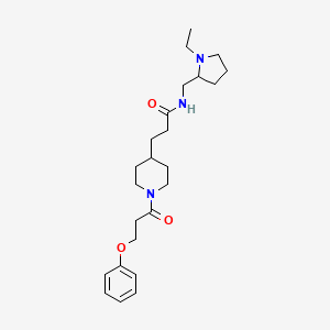 molecular formula C24H37N3O3 B6122202 N-[(1-ethyl-2-pyrrolidinyl)methyl]-3-[1-(3-phenoxypropanoyl)-4-piperidinyl]propanamide 