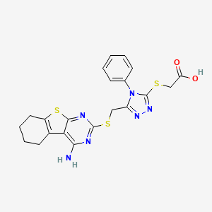 molecular formula C21H20N6O2S3 B612221 [(5-{[(4-氨基-5,6,7,8-四氢[1]苯并噻吩并[2,3-d]嘧啶-2-基)硫代]甲基}-4-苯基-4H-1,2,4-三唑-3-基)硫代]乙酸 CAS No. 438481-33-5