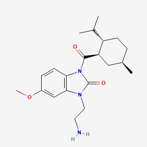 molecular formula C21H31N3O3 B612222 3-(2-aminoethyl)-1-((1R,2S,5R)-2-isopropyl-5-methylcyclohexanecarbonyl)-5-methoxy-1H-benzo[d]imidazol-2(3H)-one CAS No. 947257-66-1