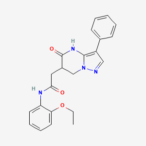 molecular formula C22H22N4O3 B6122223 N-(2-ethoxyphenyl)-2-(5-oxo-3-phenyl-4,5,6,7-tetrahydropyrazolo[1,5-a]pyrimidin-6-yl)acetamide 