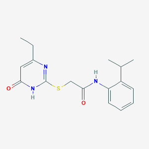 molecular formula C17H21N3O2S B6122250 2-[(4-ethyl-6-oxo-1,6-dihydro-2-pyrimidinyl)thio]-N-(2-isopropylphenyl)acetamide 