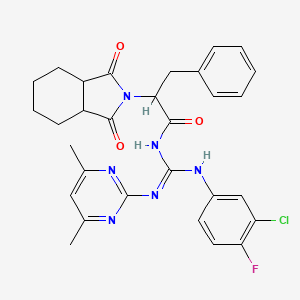 molecular formula C30H30ClFN6O3 B6122269 N-{[(3-chloro-4-fluorophenyl)amino][(4,6-dimethyl-2-pyrimidinyl)amino]methylene}-2-(1,3-dioxooctahydro-2H-isoindol-2-yl)-3-phenylpropanamide 