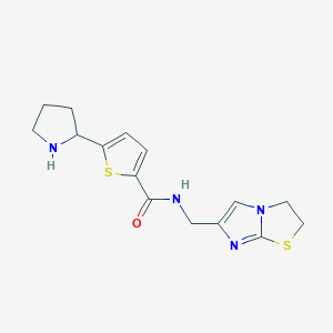 molecular formula C15H18N4OS2 B6122279 N-(2,3-dihydroimidazo[2,1-b][1,3]thiazol-6-ylmethyl)-5-(2-pyrrolidinyl)-2-thiophenecarboxamide bis(trifluoroacetate) 