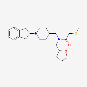 molecular formula C23H34N2O2S B6122309 N-{[1-(2,3-dihydro-1H-inden-2-yl)-4-piperidinyl]methyl}-2-(methylthio)-N-(tetrahydro-2-furanylmethyl)acetamide 