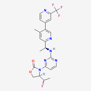 molecular formula C23H22F4N6O2 B612231 (4R)-4-[(1S)-1-fluoroethyl]-3-[2-[[(1S)-1-[4-methyl-5-[2-(trifluoromethyl)pyridin-4-yl]pyridin-2-yl]ethyl]amino]pyrimidin-4-yl]-1,3-oxazolidin-2-one CAS No. 1628805-46-8
