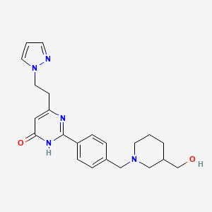 molecular formula C22H27N5O2 B6122316 2-(4-{[3-(hydroxymethyl)piperidin-1-yl]methyl}phenyl)-6-[2-(1H-pyrazol-1-yl)ethyl]pyrimidin-4(3H)-one 