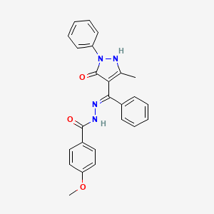 molecular formula C25H22N4O3 B6122345 N'-[(5-hydroxy-3-methyl-1-phenyl-1H-pyrazol-4-yl)(phenyl)methylene]-4-methoxybenzohydrazide 
