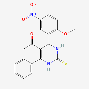 1-[4-(2-methoxy-5-nitrophenyl)-6-phenyl-2-thioxo-1,2,3,4-tetrahydro-5-pyrimidinyl]ethanone
