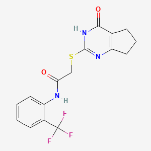 molecular formula C16H14F3N3O2S B6122475 2-[(4-oxo-4,5,6,7-tetrahydro-3H-cyclopenta[d]pyrimidin-2-yl)thio]-N-[2-(trifluoromethyl)phenyl]acetamide 