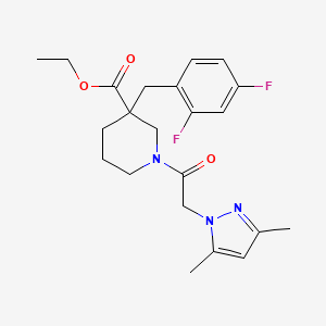 molecular formula C22H27F2N3O3 B6122483 ethyl 3-(2,4-difluorobenzyl)-1-[(3,5-dimethyl-1H-pyrazol-1-yl)acetyl]-3-piperidinecarboxylate 