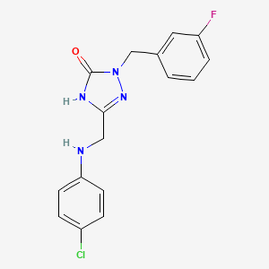 molecular formula C16H14ClFN4O B6122543 5-{[(4-chlorophenyl)amino]methyl}-2-(3-fluorobenzyl)-2,4-dihydro-3H-1,2,4-triazol-3-one 