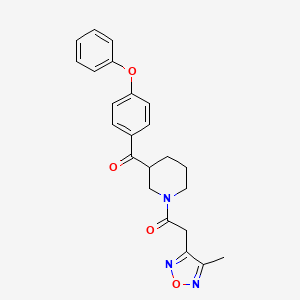 molecular formula C23H23N3O4 B6122593 {1-[(4-methyl-1,2,5-oxadiazol-3-yl)acetyl]-3-piperidinyl}(4-phenoxyphenyl)methanone 