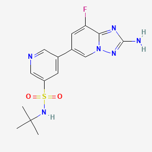 molecular formula C15H17FN6O2S B612260 5-(2-氨基-8-氟-[1,2,4]三唑并[1,5-a]吡啶-6-基)-N-叔丁基吡啶-3-磺酰胺 CAS No. 1159824-67-5