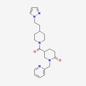 molecular formula C22H29N5O2 B6122603 5-({4-[2-(1H-pyrazol-1-yl)ethyl]-1-piperidinyl}carbonyl)-1-(2-pyridinylmethyl)-2-piperidinone 