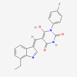 molecular formula C21H16FN3O3 B6122611 5-[(7-ethyl-1H-indol-3-yl)methylene]-1-(4-fluorophenyl)-2,4,6(1H,3H,5H)-pyrimidinetrione 
