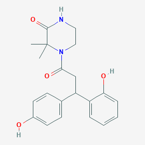 molecular formula C21H24N2O4 B6122646 4-[3-(2-hydroxyphenyl)-3-(4-hydroxyphenyl)propanoyl]-3,3-dimethyl-2-piperazinone 
