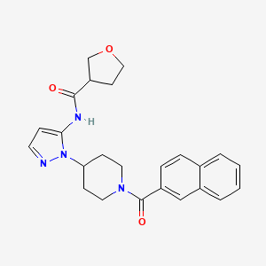 molecular formula C24H26N4O3 B6122653 N-{1-[1-(2-naphthoyl)-4-piperidinyl]-1H-pyrazol-5-yl}tetrahydro-3-furancarboxamide 