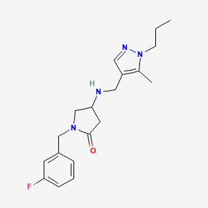 molecular formula C19H25FN4O B6122683 1-(3-fluorobenzyl)-4-{[(5-methyl-1-propyl-1H-pyrazol-4-yl)methyl]amino}-2-pyrrolidinone 