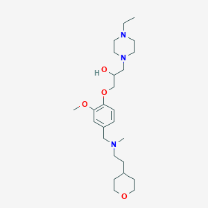 molecular formula C25H43N3O4 B6122689 1-(4-ethyl-1-piperazinyl)-3-[2-methoxy-4-({methyl[2-(tetrahydro-2H-pyran-4-yl)ethyl]amino}methyl)phenoxy]-2-propanol 