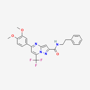 molecular formula C24H21F3N4O3 B6122696 5-(3,4-dimethoxyphenyl)-N-(2-phenylethyl)-7-(trifluoromethyl)pyrazolo[1,5-a]pyrimidine-2-carboxamide 