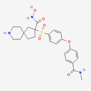 molecular formula C24H29N3O6S B612270 N-Methyl-4-[4-[[3'-(hydroxycarbamoyl)spiro[piperidine-4,1'-cyclopentane]-3'-yl]sulfonyl]phenoxy]benzamide CAS No. 1542205-83-3