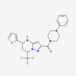 molecular formula C22H22F3N5O2 B6122743 5-(2-furyl)-2-[(4-phenyl-1-piperazinyl)carbonyl]-7-(trifluoromethyl)-4,5,6,7-tetrahydropyrazolo[1,5-a]pyrimidine 