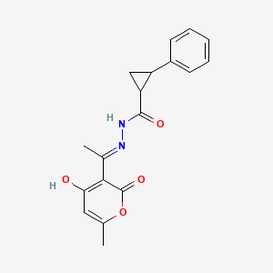 molecular formula C18H18N2O4 B6122746 N'-[1-(4-hydroxy-6-methyl-2-oxo-2H-pyran-3-yl)ethylidene]-2-phenylcyclopropanecarbohydrazide 