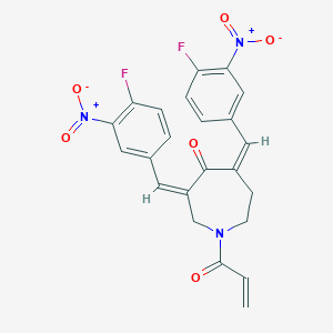 molecular formula C23H17F2N3O6 B612275 1-acryloyl-3,5-bis((Z)-4-fluoro-3-nitrobenzylidene)azepan-4-one CAS No. 1431280-51-1