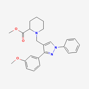 molecular formula C24H27N3O3 B6122756 methyl 1-{[3-(3-methoxyphenyl)-1-phenyl-1H-pyrazol-4-yl]methyl}-2-piperidinecarboxylate 