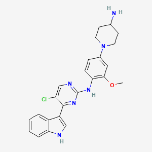 molecular formula C24H25ClN6O B612278 N-(4-(4-Aminopiperidin-1-yl)-2-methoxyphenyl)-5-chloro-4-(1H-indol-3-yl)pyrimidin-2-amine CAS No. 1356962-20-3